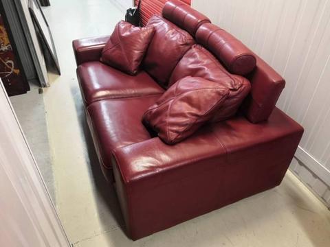 Coco republic 2 and 3 seater leather red couch