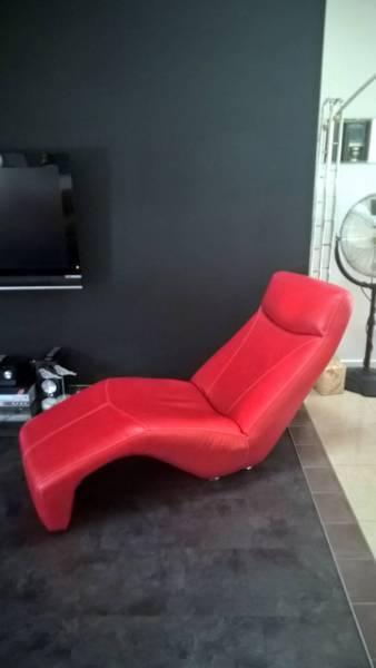 red artificial-leather XL Chaise-Lounge