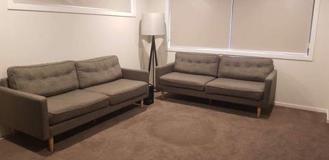 2 x Linen Grey 3 Seater sofas