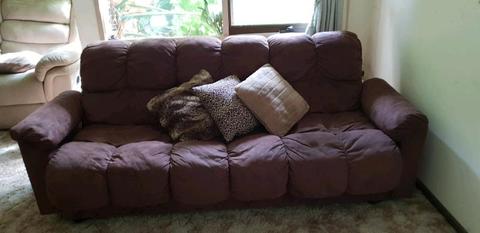 Brown suede 3 seater couch