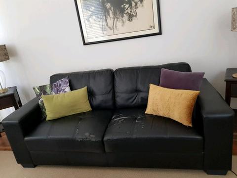 Black pleather couch