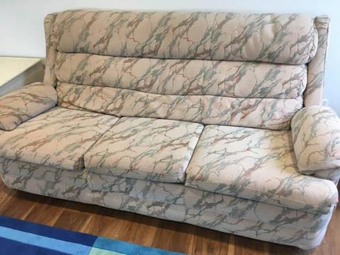Three seat lounge and two recliner chairs in good condition
