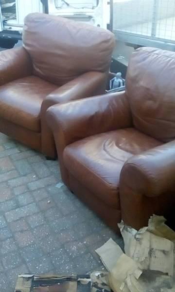 Brown leather single seaters