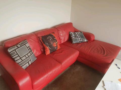 Genuine Red Leather Chase Lounge Great Condition