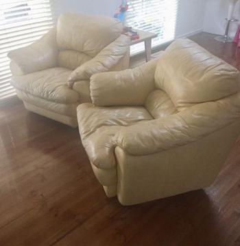 Two Leather Sofa Chairs