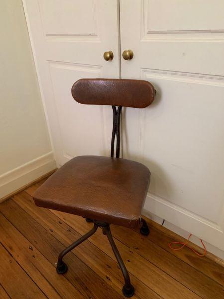 VINTAGE mid century Metal and Leather Office Chair BENDIX
