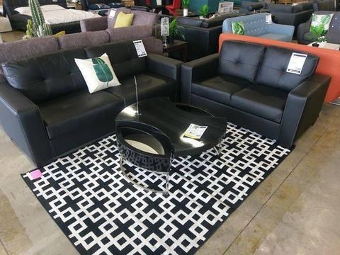 Brand New Black Leatherette Sofa set on sale