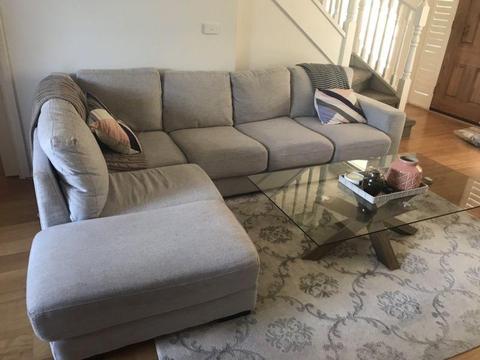 Couch / Sofa light grey 5 seater
