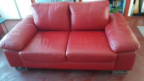Red leather couch