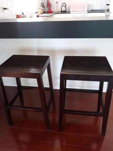 Timber bar stools x 2