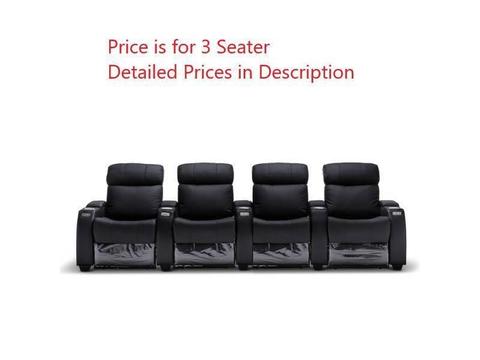 Anna Black/Grey Real Leather Electric Recliner Lounge