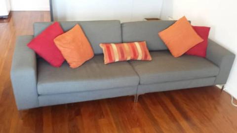 Modular Sofa, 3-Piece, Olive Green Fabric, Excellent Condition