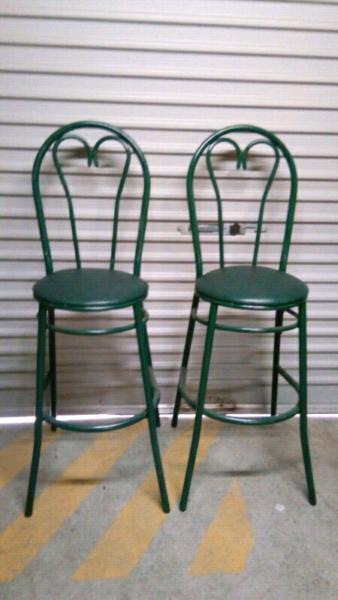 TWO HIGH BACK GREEN STOOLS $85 For Both