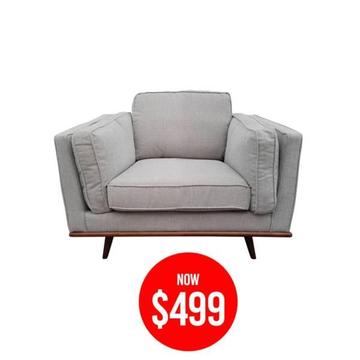 Modern Stylish One Seater Fabric Sofa in Beige and Teal ON SALE