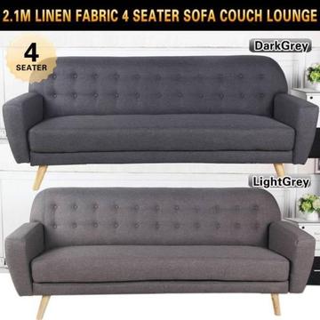 Morden Sytle 2.1m Linen Fabric 4 Seater Sofa Bed Futon