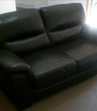 2 seater black leather couch
