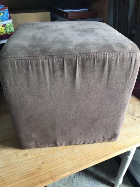 Faux Chocolate Suede Square Ottoman