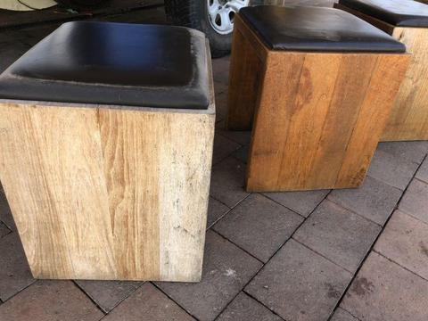 4 SOLID TIMBER STOOLS