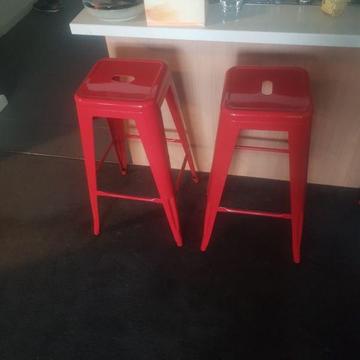 2 x red bar stools