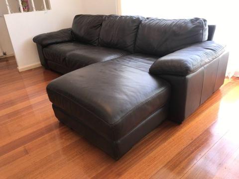 Black Leather Couch - LEATHER REPUBLIC - Good Condition