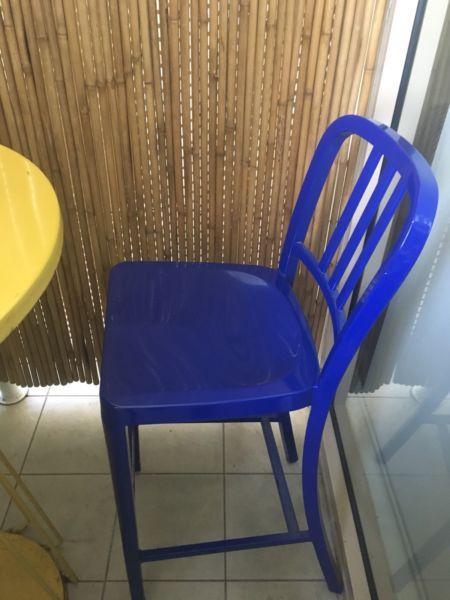 4 Blue bucket seat bar stools reduced to $70