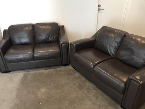 2 x 2-seater leather sofas