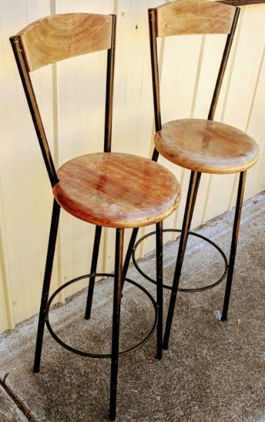 Redgum bar stools x 2