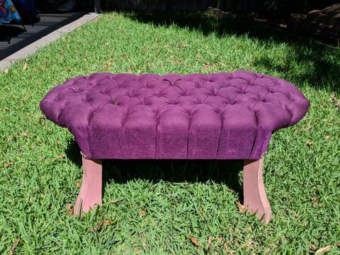 Vintage footstool ottoman purple
