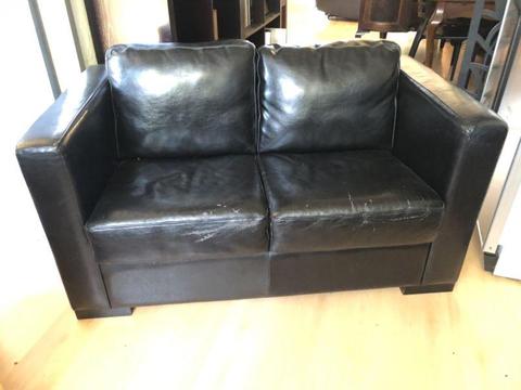 FREE black leather look 2 seater lounge