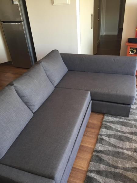 Grey Ikea Couch with Sofa Bed and Storage in great condition