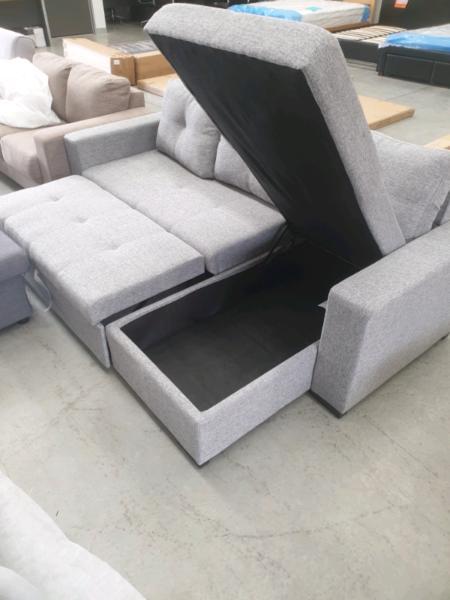Grey Fabric Sofa Bed with Storage Chaise- Gorgeous Design