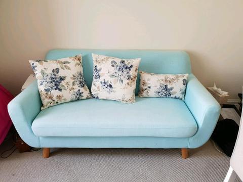 Three seater blue couch