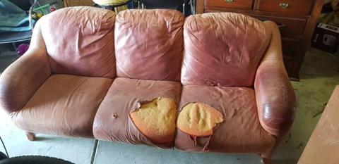 Free brown leather couch