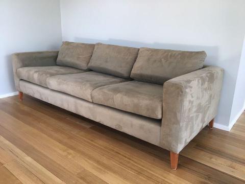Suede Scandinavian Sofa Couch - 3 seater