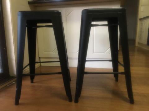 Matte black bar stools x 2