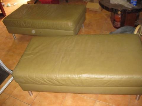 2 x Sciavello leather Ottomans/seats