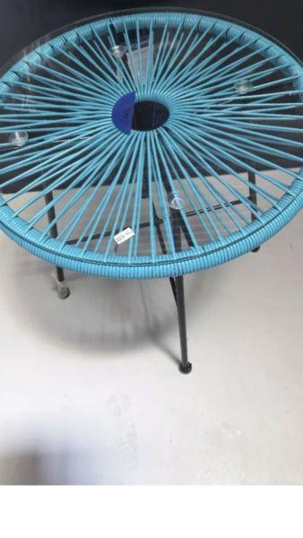 Round side table with glass top 60 cm red