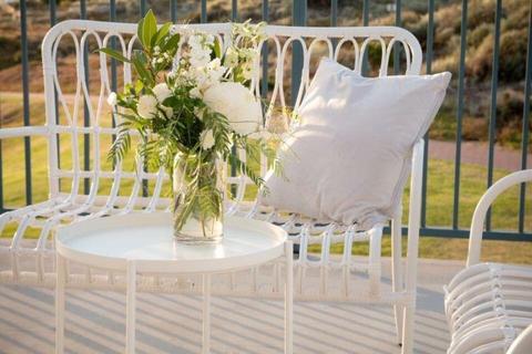 White cane garden lounge set chair HIRE ONLY wedding
