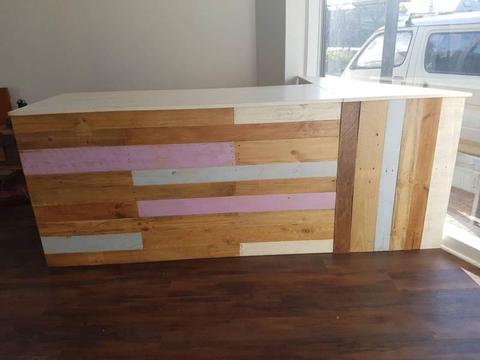 Rustic pallet wood shop counter, bar made to measure