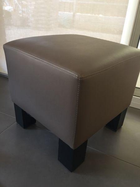 Leather Look Brown Ottoman