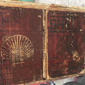 Vintage Australiana Depression Era Shell Oil Box Shabby Chic Cupboard