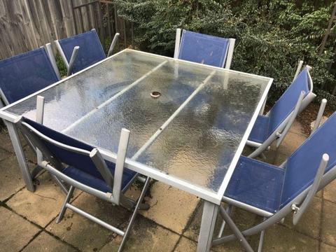 7 Piece Outdoor Glass Table & Chairs