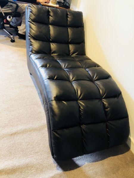 Black faux leather chaise - as new