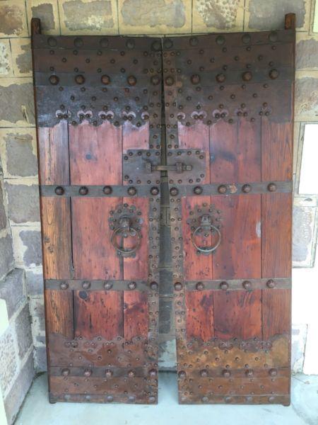 Genuine Balinese doors with hand made metal detail- solid heavy timber