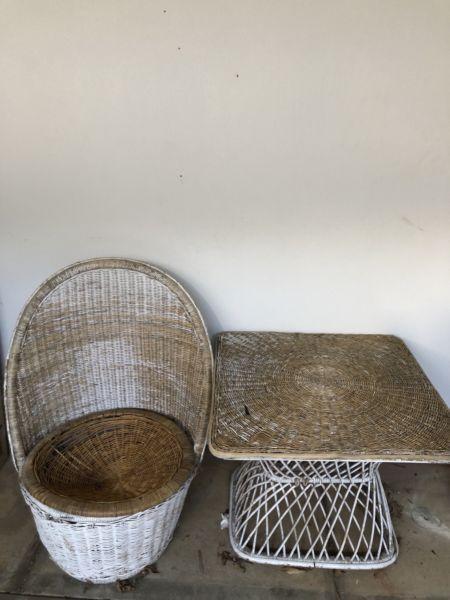 Wicker Table and Chair Set