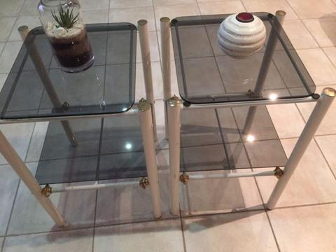 Glass Shelved Tables x 2