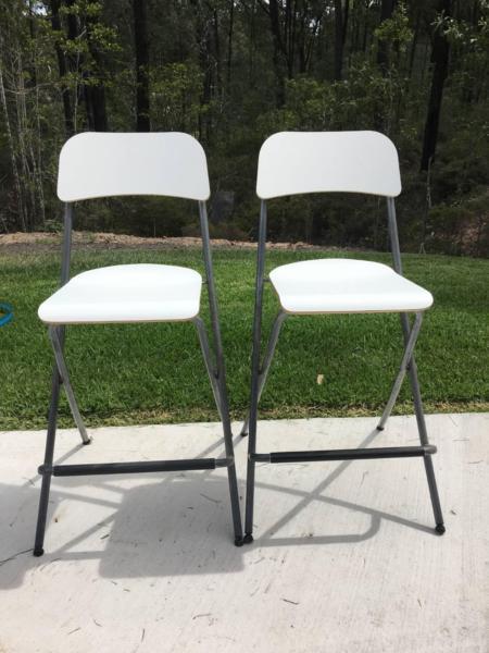 2 x White Wooden Dining Stools