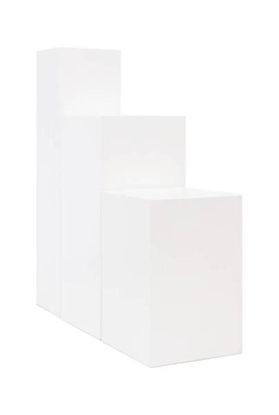 Plinth ex-hire stock for sale - 600mmH in White satin