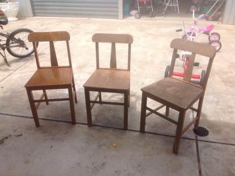 3 vintage wooden chairs