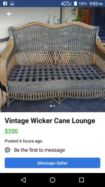 Vintage wicker cane lounge
